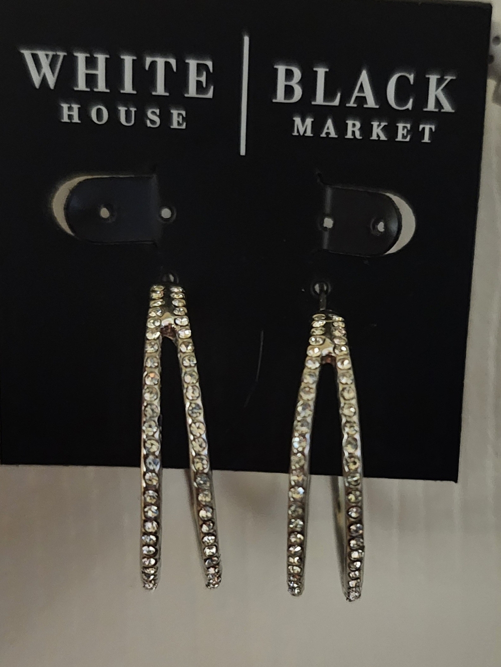 White House Black Market Gold Crystal Split Hoop Earrings